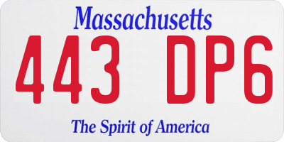 MA license plate 443DP6