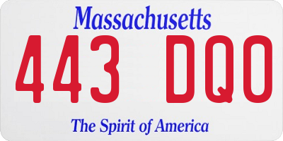 MA license plate 443DQ0