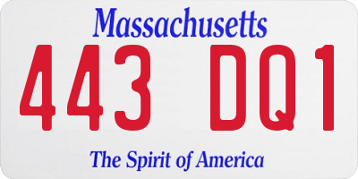 MA license plate 443DQ1