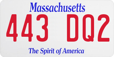 MA license plate 443DQ2