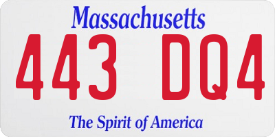MA license plate 443DQ4