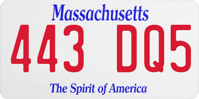 MA license plate 443DQ5
