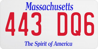 MA license plate 443DQ6
