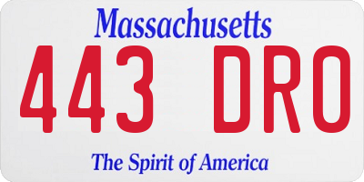 MA license plate 443DR0