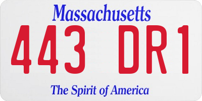 MA license plate 443DR1