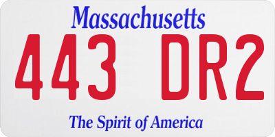 MA license plate 443DR2