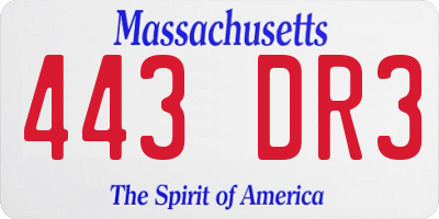 MA license plate 443DR3