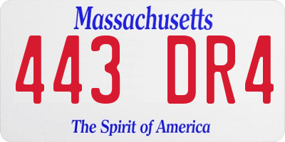 MA license plate 443DR4