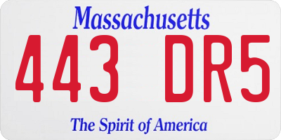 MA license plate 443DR5
