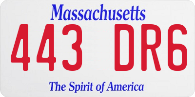 MA license plate 443DR6