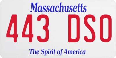 MA license plate 443DS0