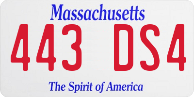 MA license plate 443DS4