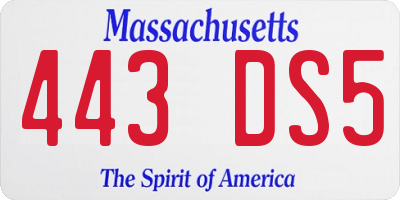 MA license plate 443DS5