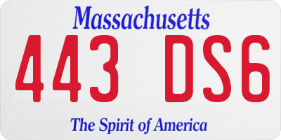 MA license plate 443DS6