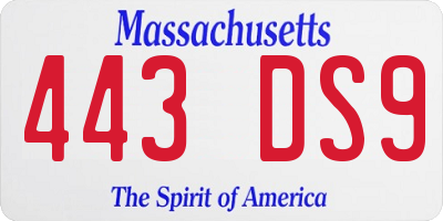 MA license plate 443DS9