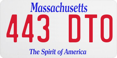 MA license plate 443DT0
