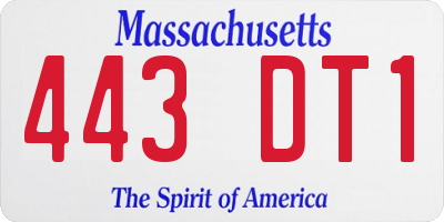 MA license plate 443DT1