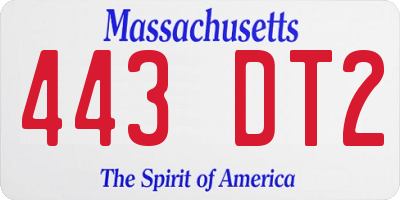 MA license plate 443DT2