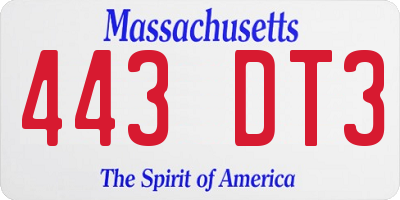 MA license plate 443DT3
