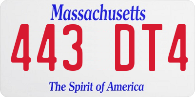 MA license plate 443DT4