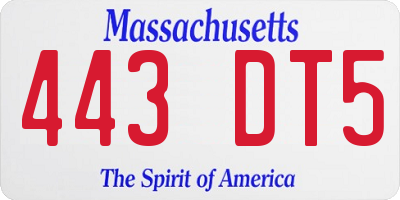 MA license plate 443DT5