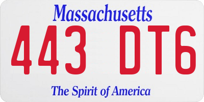 MA license plate 443DT6