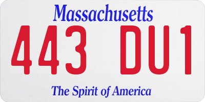 MA license plate 443DU1