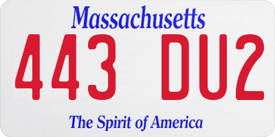 MA license plate 443DU2