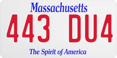 MA license plate 443DU4