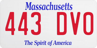 MA license plate 443DV0