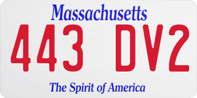MA license plate 443DV2