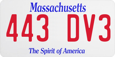 MA license plate 443DV3