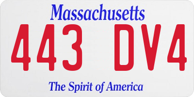 MA license plate 443DV4
