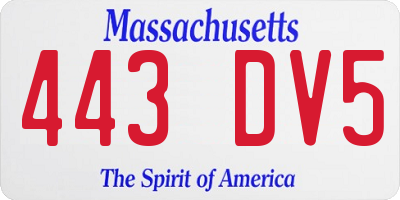 MA license plate 443DV5