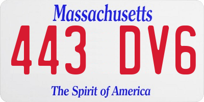 MA license plate 443DV6