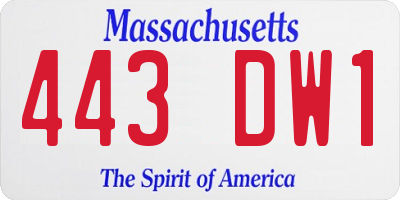 MA license plate 443DW1