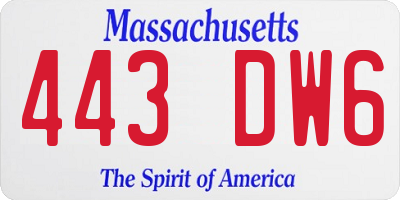 MA license plate 443DW6