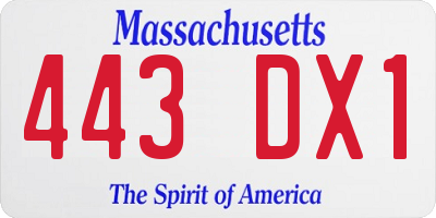 MA license plate 443DX1