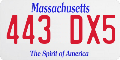 MA license plate 443DX5