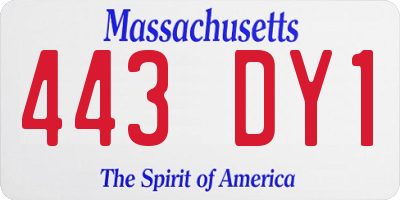 MA license plate 443DY1
