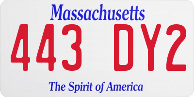 MA license plate 443DY2