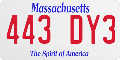 MA license plate 443DY3