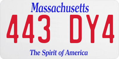MA license plate 443DY4