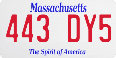 MA license plate 443DY5