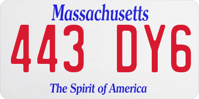 MA license plate 443DY6