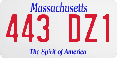 MA license plate 443DZ1
