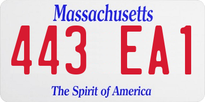 MA license plate 443EA1