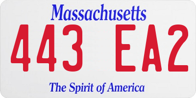 MA license plate 443EA2