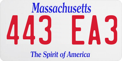 MA license plate 443EA3