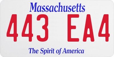 MA license plate 443EA4